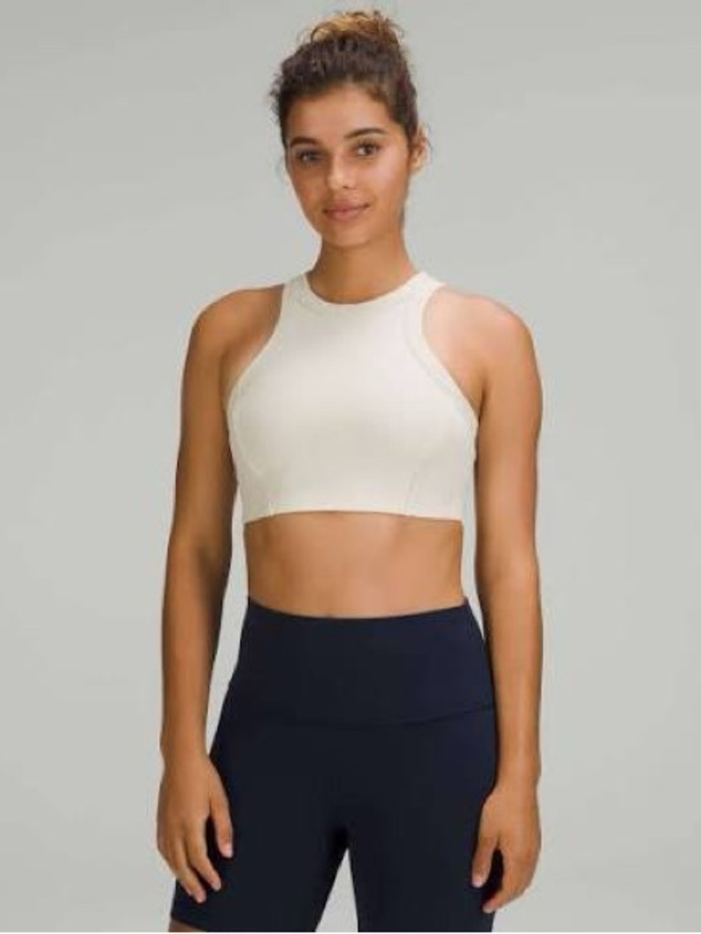 Lululemon Ribbed Nulu High-Neck Yoga Bra Natural Ivory Size 6